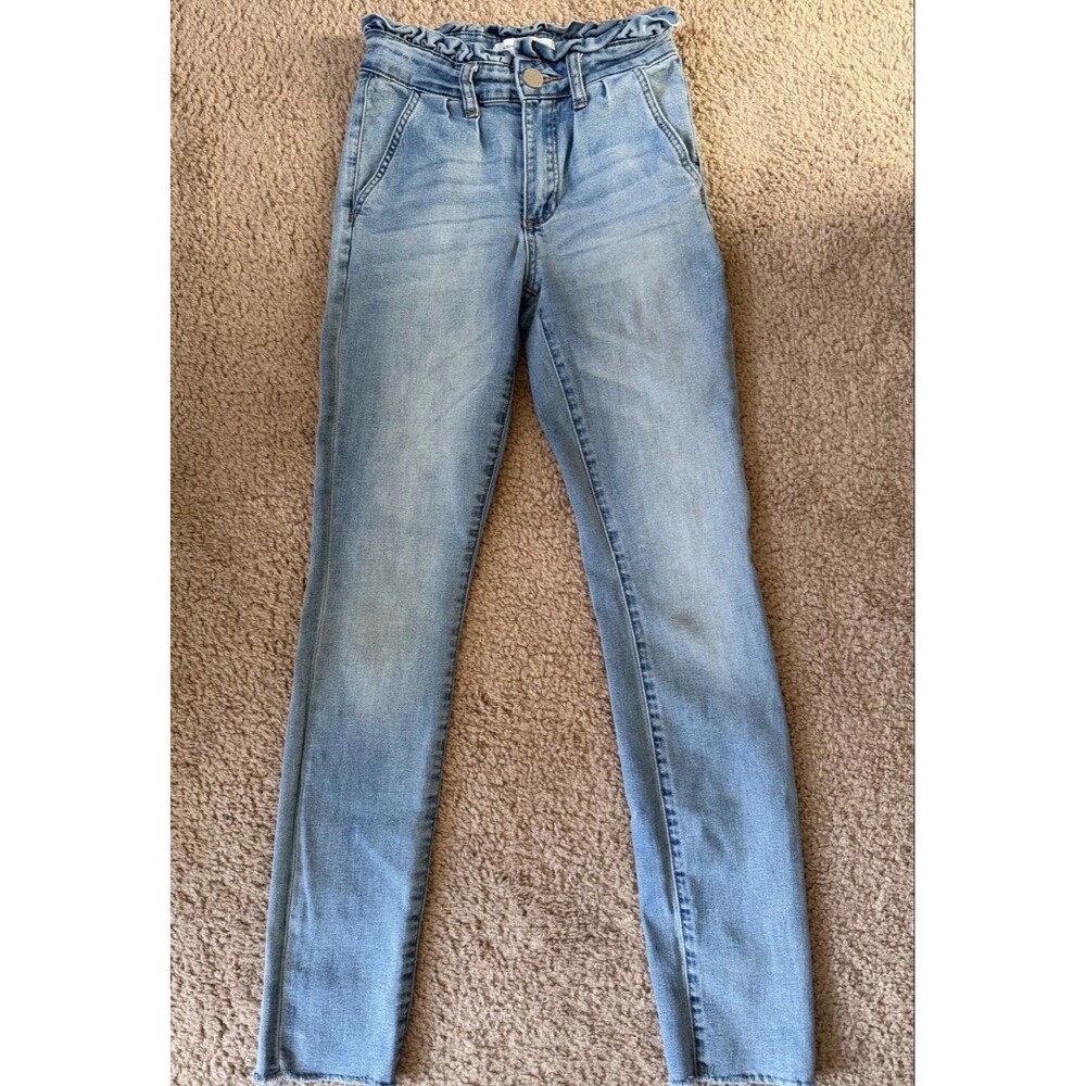 Ashley Mason High-Rise Paperbag Ruffle Waist Jeans Size 1